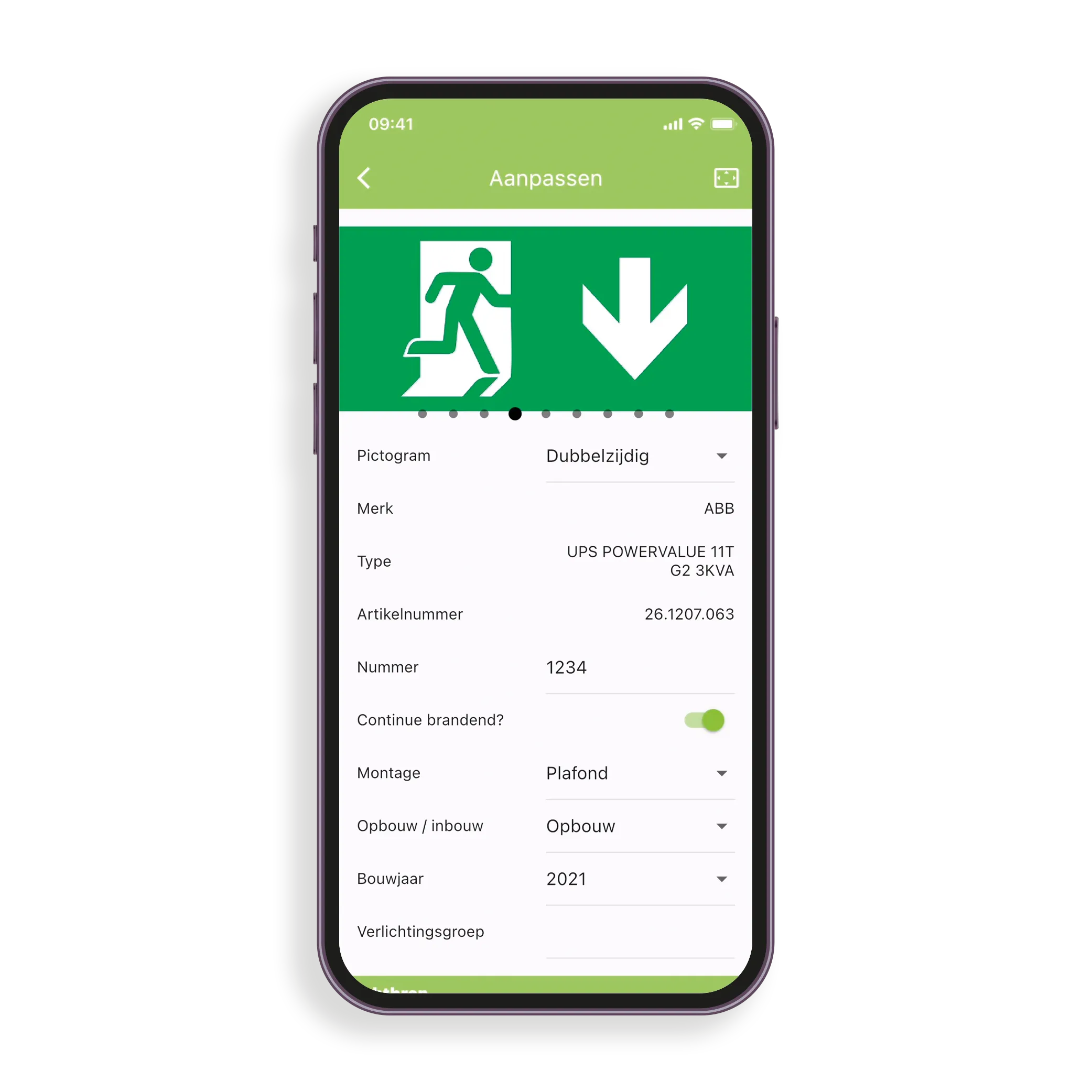 Mastercheck app — armatuur registreren