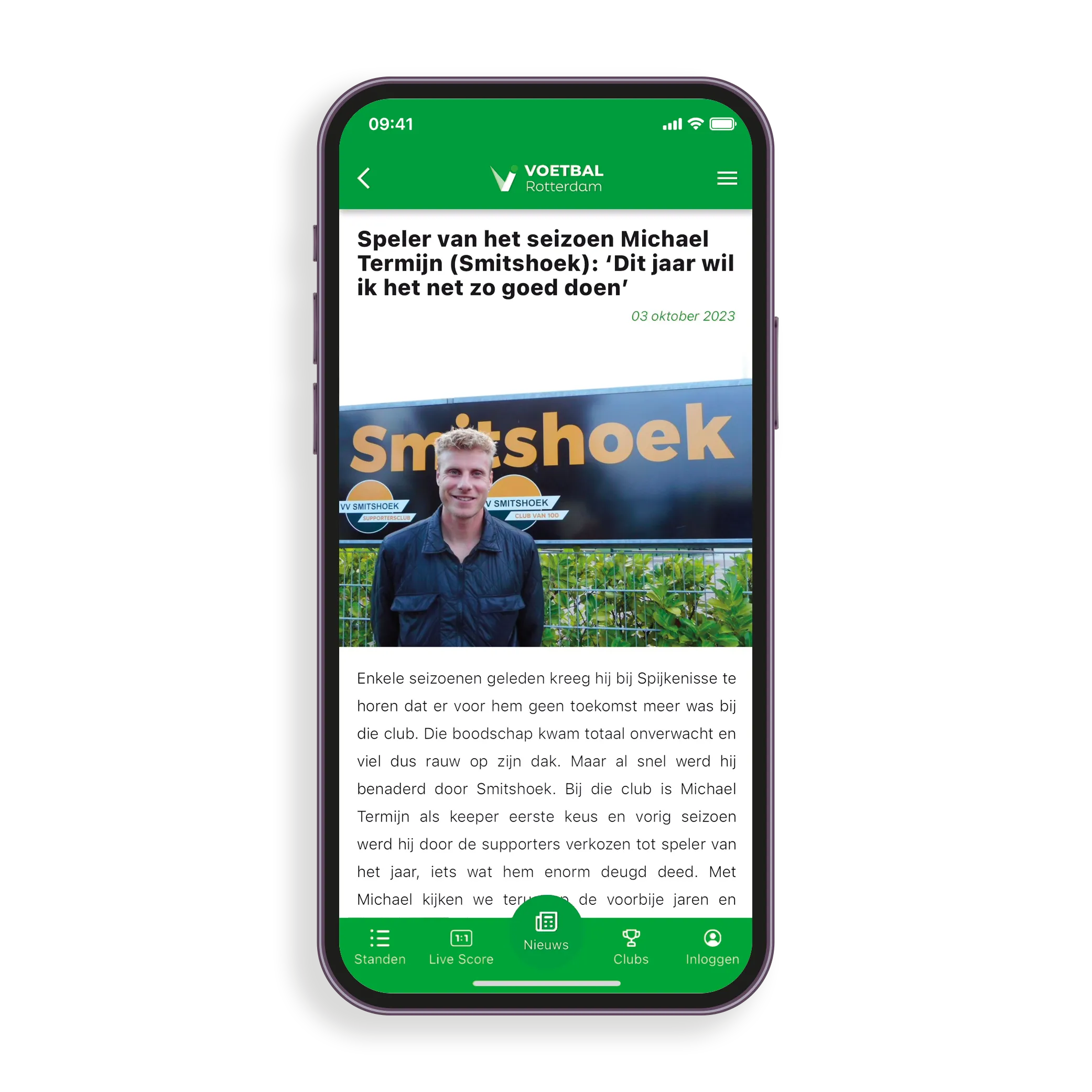 Voetbal Rotterdam app — wedstrijddetails