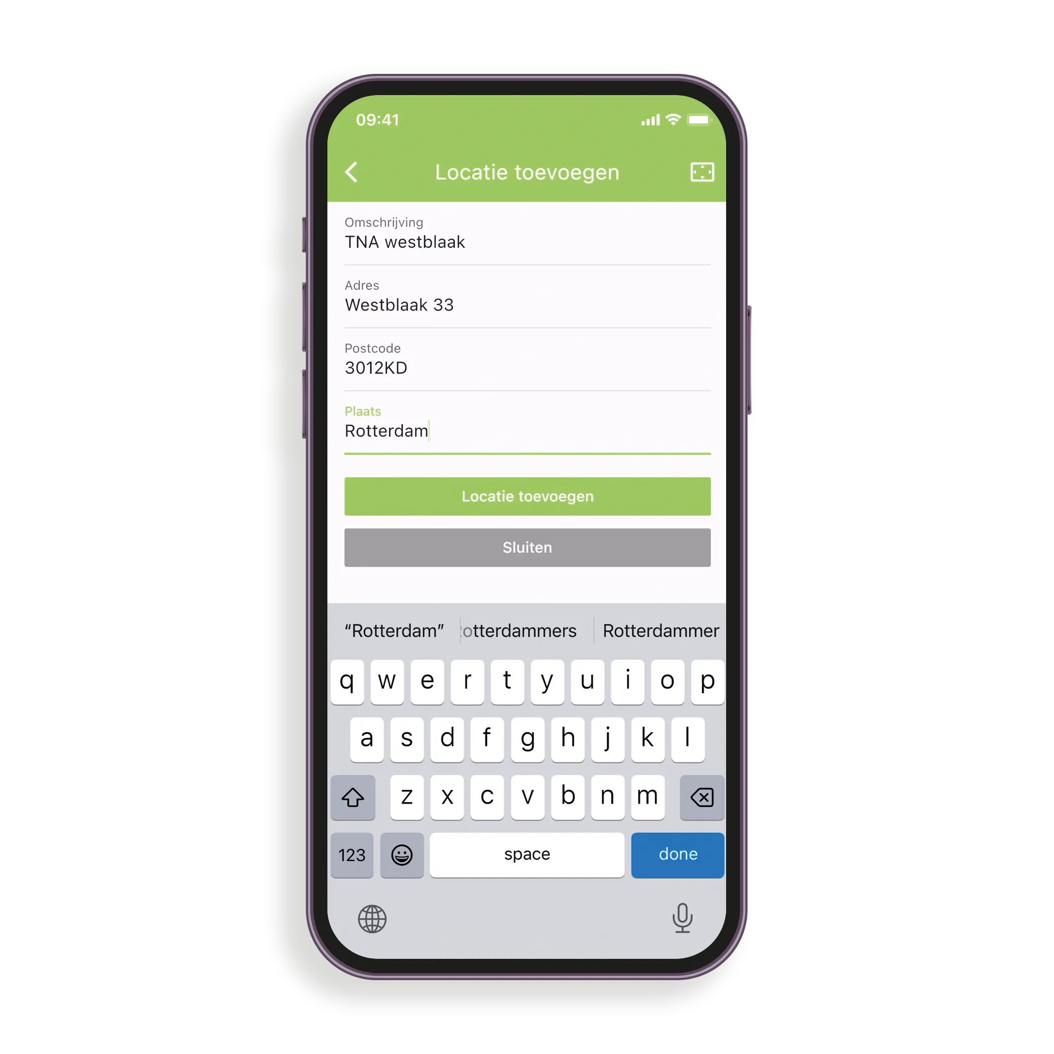 Mastercheck app — locatie toevoegen
